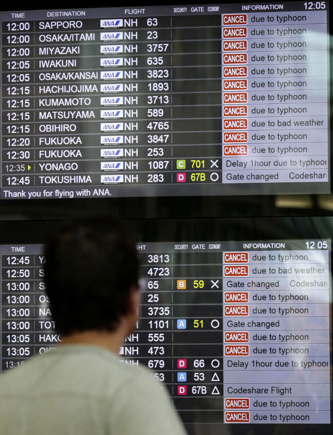 [포토] 日 태풍 '민들레'로 항공편 결항 속출