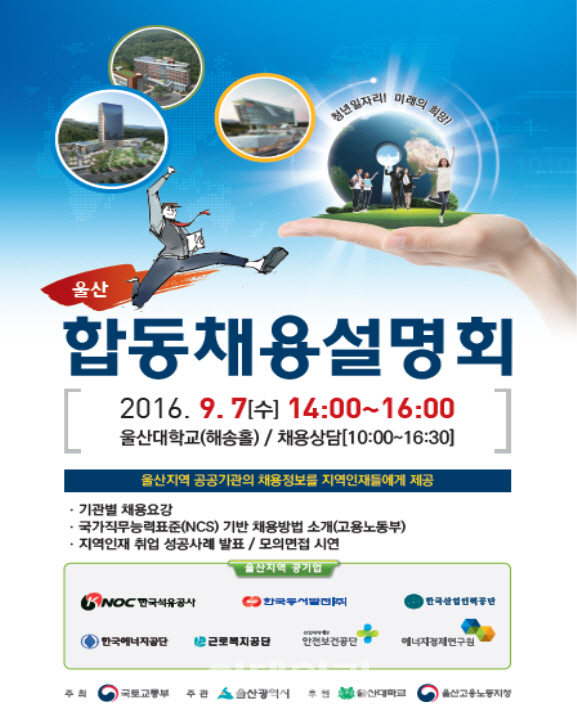 울산혁신도시 이전공공기관 합동채용설명회 7일 개최