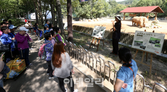 [포토]'멸종위기 동물 코뿔소를 보호합시다'