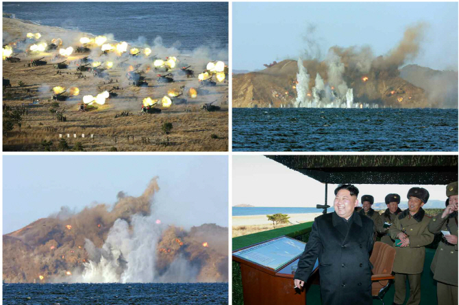 [포토] 北김정은, 포사격훈련 지도
