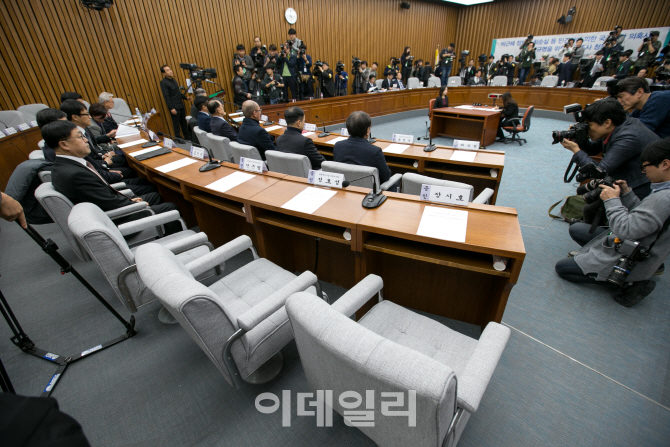 [포토]'국조특위 2차 청문회', 비어있는 최순실-최순득-장시호 자리