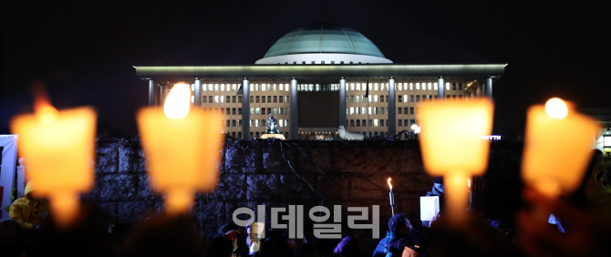 [포토]촛불에 포위당한 국회