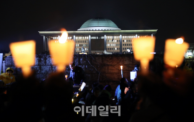 [포토]촛불에 포위당한 국회
