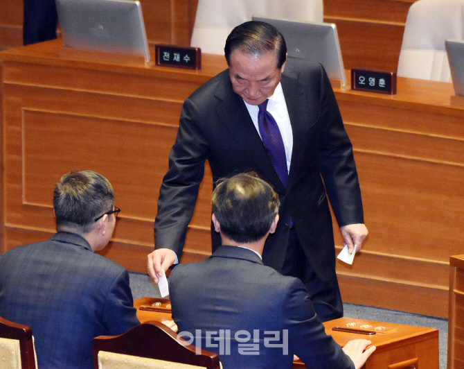 [포토]박근혜 대통령 탄핵안 투표하는 서청원 의원