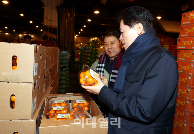 [포토] 김병원 농협 회장, 설 성수품 점검