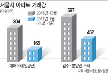 서울 아파트 거래량, 한달새 46% 뚝