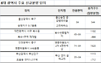 6대 광역시 2~3월 분양물량 1만8000가구…전년 대비 2.3배 증가