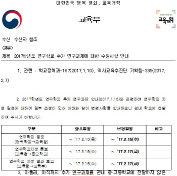 교육부, 연구학교 신청 저조하자 신청기한 연장