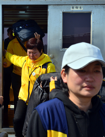 "찢기고 녹슨 세월호, 내 몸 상처 같아"…선체 참관한 유가족 오열