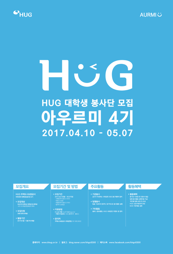 HUG, 대학생 봉사단 '아우르미 4기' 모집