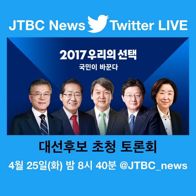 JTBC-트위터, 대선토론 및 개표방송 라이브 생중계 제휴