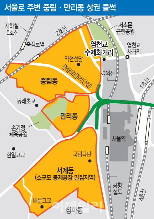 서울역 고가공원에 울고 웃는 상가시장