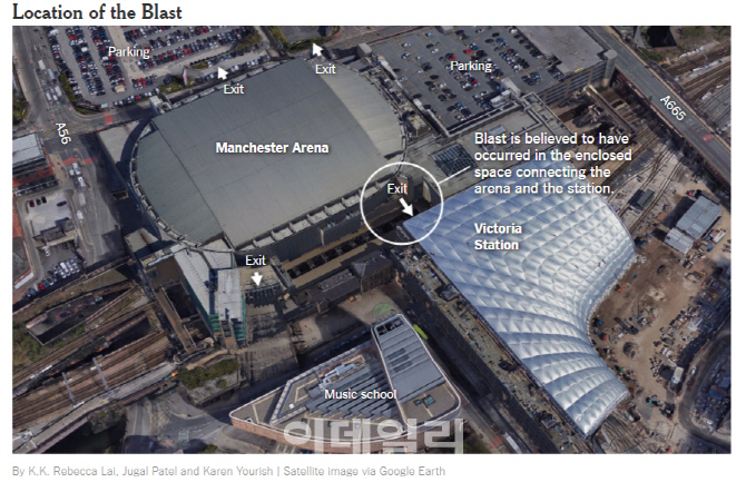 英맨체스터 폭발…못·면도날 등 금속파편 든 '네일 폭탄' 추정