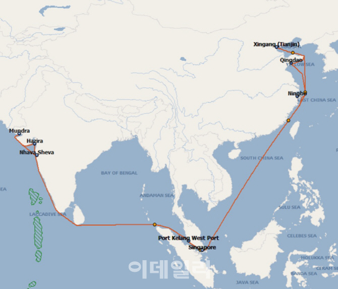 현대상선, 북중국-서인도 잇는 신규 서비스 개시