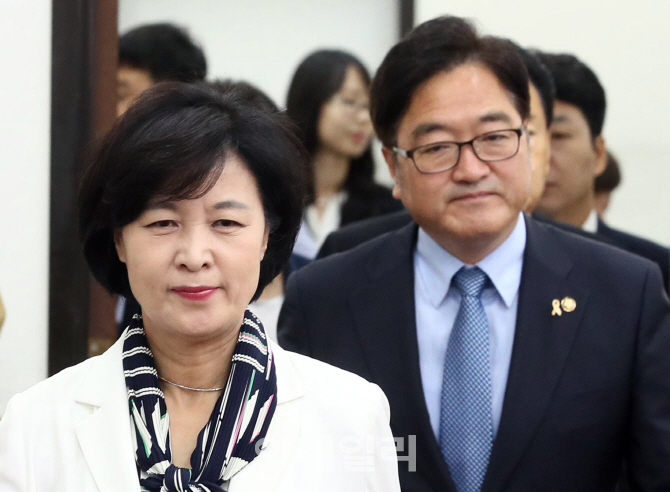 [포토]최고위 참석하는 추미애-우원식