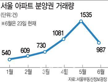 서울 아파트 분양권·입주권 6월 들어 첫 감소…6·19 규제 여파 