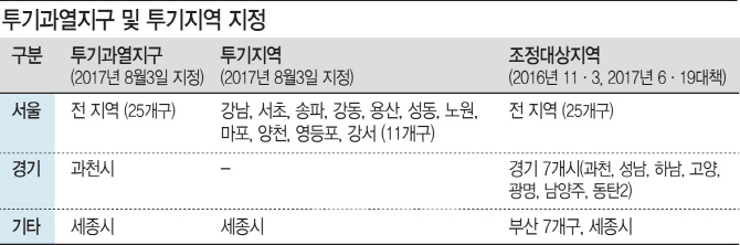 6년만에 투기과열지구 부활..강남4구 등 투기지역 지정