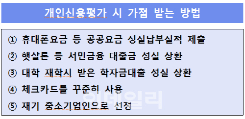 휴대폰 요금만 잘 내도 신용평가시 가점