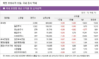 지정학적 리스크에 주식형 `추락`