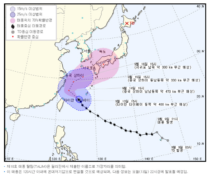 '허리케인 어마급' 태풍 '탈림'..16일 한국에 가장 근접 '긴장'