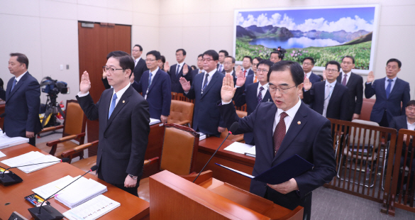 "한미훈련 중단" Vs "北 제재 상황"…與野, 외통위 국감 격론