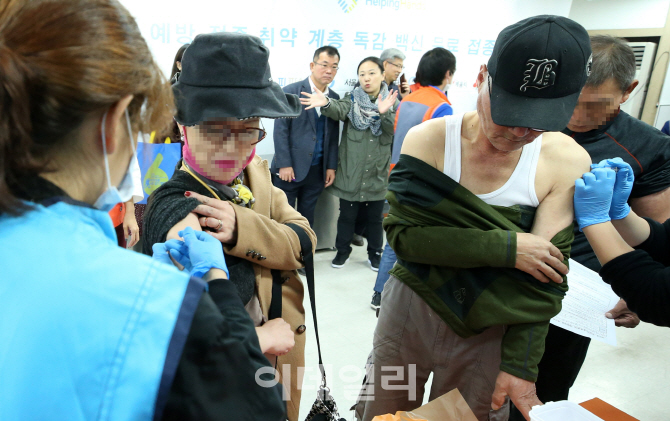 [포토]의료사각지대 놓인 노숙인 위한 무료 독감예방접종 행사