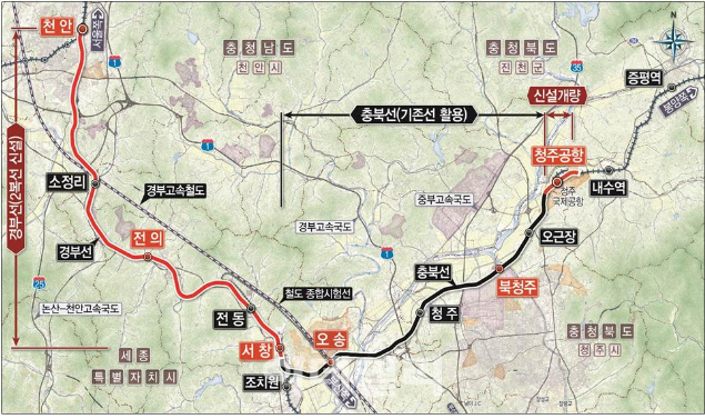 천안~청주공항 복선전철 본격 추진.. 2022년 완공 목표