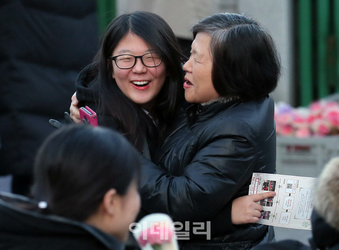 [포토]'수학능력시험 종료, 부둥켜 안은 모녀'