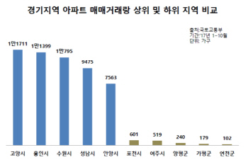 올해 경기도 아파트 매매거래 '빅5', 고양·용인·수원·성남·안양