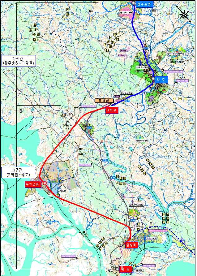 국토부, 호남고속철도 2단계 '무안공항' 경유노선 추진