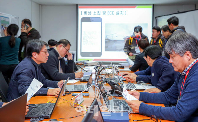 [포토] 티웨이항공, 실제상황같은 비상대응훈련