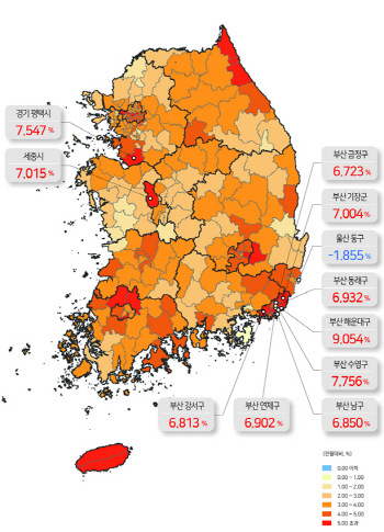 지난해 가장 땅값 많이 오른 곳은 세종…전년比 7.02%↑