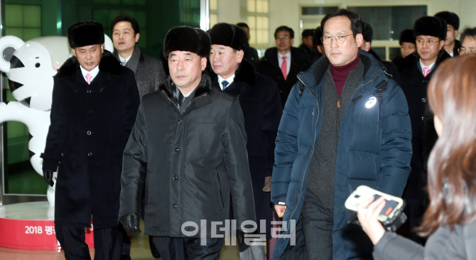 [포토]北 예술단 선발대 23명 육로로 南 도착