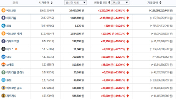 비트코인, 1000만원대 '회복'..가상화폐 시세 '급등'