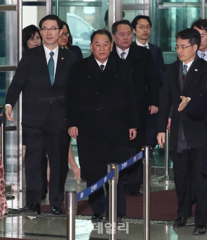 [포토]도라산 남북출입사무소 도착한 北 김영철-리선권