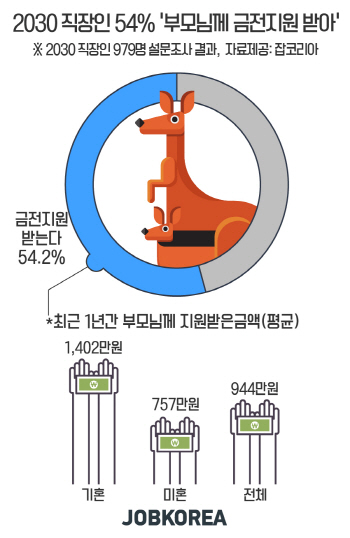 2030 직장인 절반 ‘부모님께 금전 지원 받아’…평균 944만원