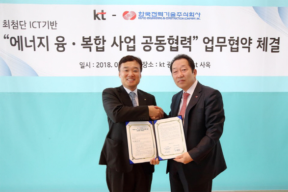 한국전력기술, KT와 ‘최첨단 ICT 기반 에너지 융·복합 사업’ 업무협약