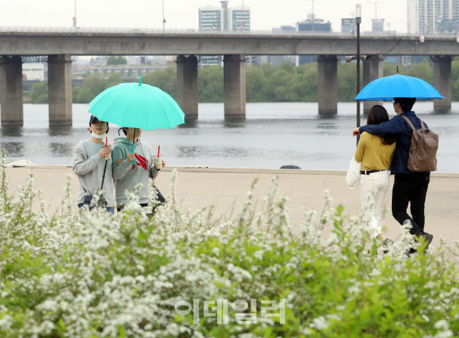 [포토]'봄비 내리는 한강공원'