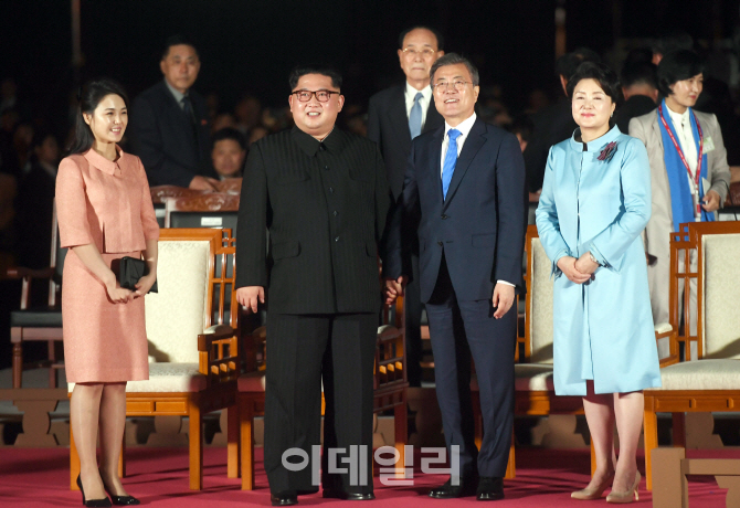 [포토]'환송공연 감상하는 남북정상 내외'