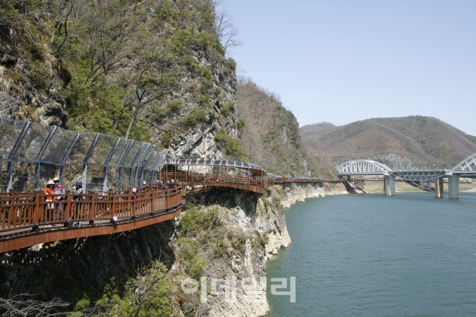 [가족과 봄을 걷다]③남한강 절벽 따라 ‘아슬아슬’ 산책로, 단양 잔도