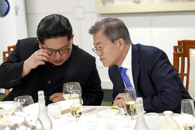 [포토]긴밀히 대화하는 남북정상