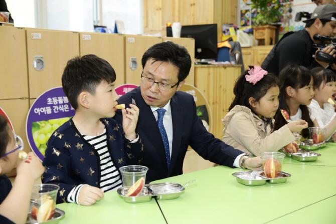 충북 영동초 돌봄교실에 과일 간식