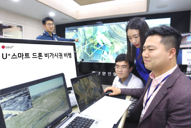 LGU+, 한화정밀기계와 국내 최초 ‘드론 비가시권 비행’ 승인 받아