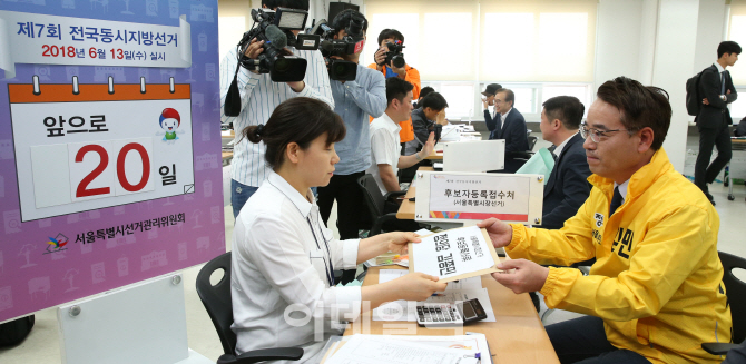 [포토]후보 등록하는 김종민 정의당 서울시장 후보