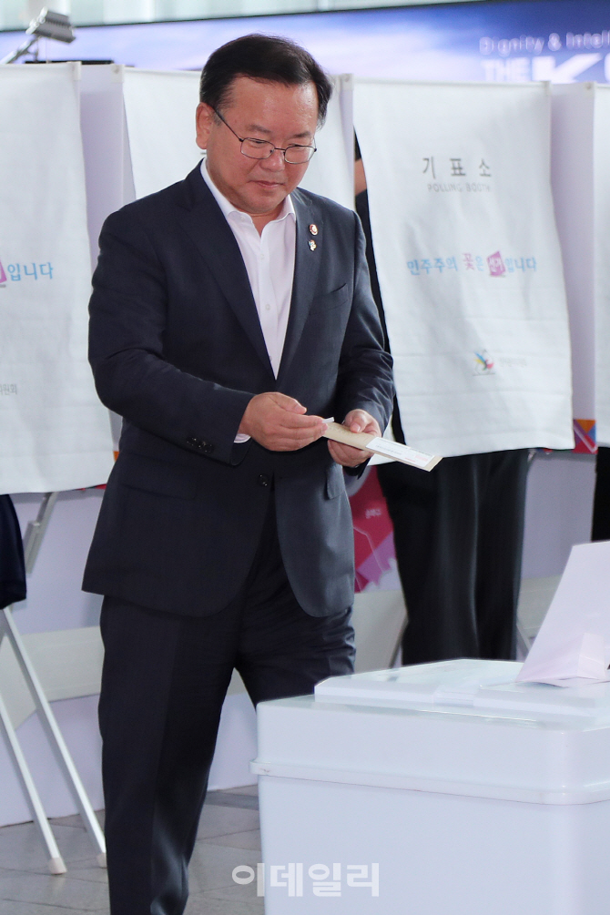 [포토] 사전투표하는 김부겸 장관