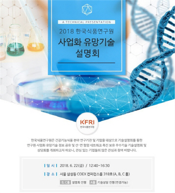 식품연구원, 22일 사업화 유망 건강기능식품 기술 설명회