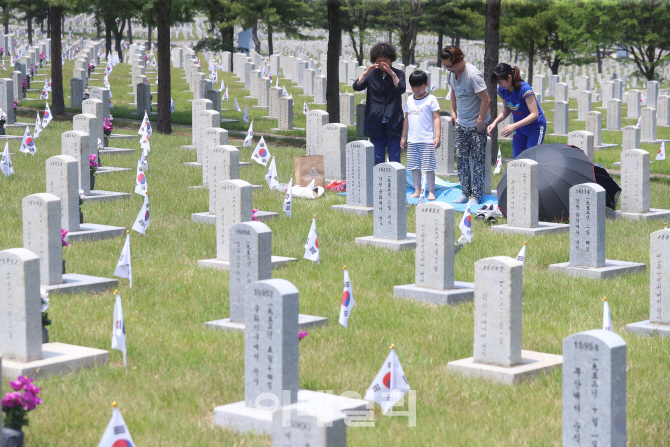 [포토]'현충원 묘역 찾은 유가족'