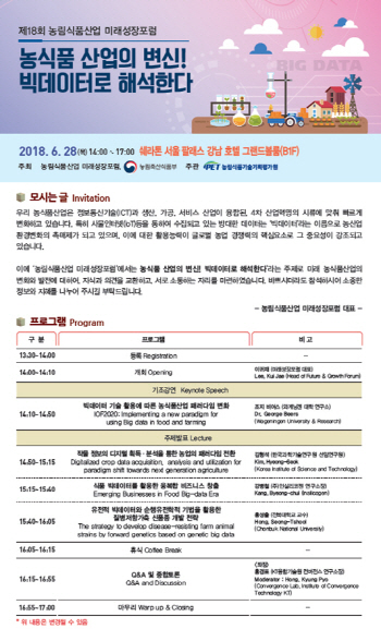 28일 농림식품산업 미래성장포럼…빅데이터 활용방안 모색