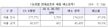 농협상호금융, 5년간 4조5456억원 연대보증 채무 면제