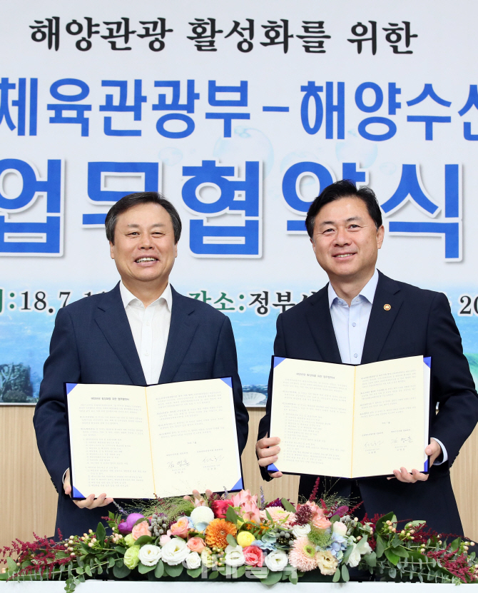 [포토]문체부-해수부, '해양관광 활성화 업무협약' 체결